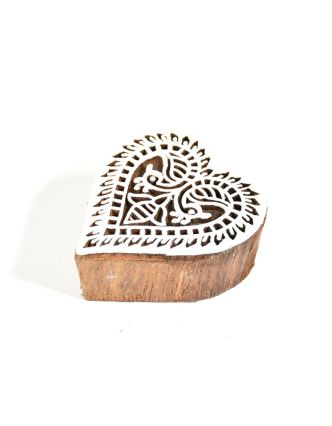 Srdce - pečiatka vyrezávaná z dreva, ručné práce, 6x6cm