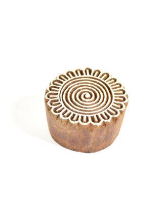 Mandala (2) - pečiatka vyrezávaná z dreva, ručné práce, 7x6cm