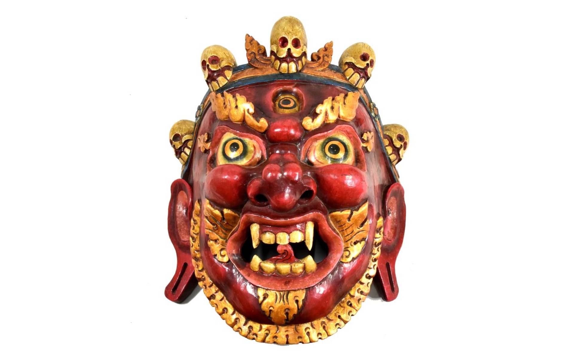Drevená maska, Bhairab, ručne maľovaná, 38x44cm