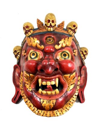 Drevená maska, Bhairab, ručne maľovaná, 38x44cm