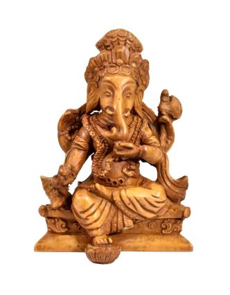 Ganesh sediaci, svetlo hnedý, živica, 11cm
