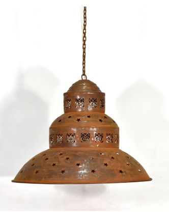 Kovová lampa v orientálnom štýle, hrdza, 45x45x38cm