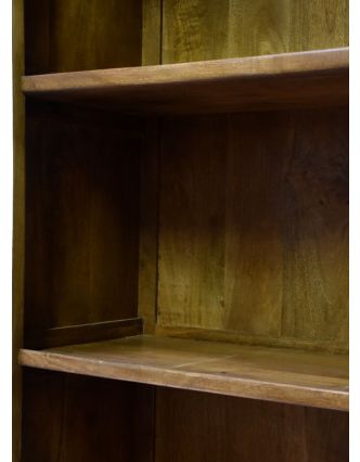 Knižnica z mangového dreva, biela patina, ručné rezby, 95x42x192cm