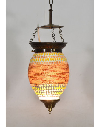 Sklenená mozaiková lampa, ručné práce, korálky, 21x13cm
