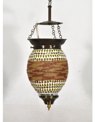 Sklenená mozaiková lampa, ručné práce, korálky, 21x13cm