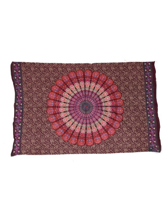 Sárong fialovo-ružový "Naptal" design, 110x170cm, s ručnou tlačou