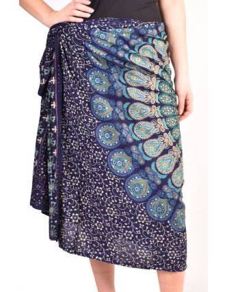 Sárong modrý, "Naptal" design, 110x170cm, s ručnou tlačou