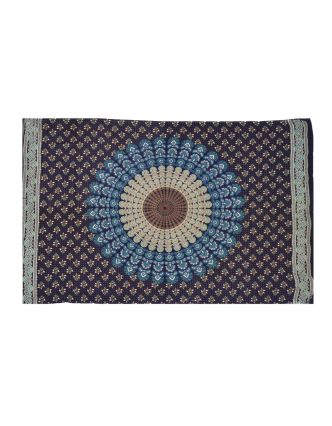 Sárong modrý "Naptal" design, 110x170cm, s ručnou tlačou