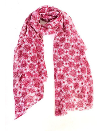 Ružovo-biela šatka so vzorom floral, 175x115cm
