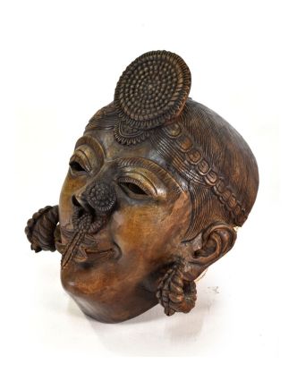 Drevená maska Nepálske ženy, 24x28cm