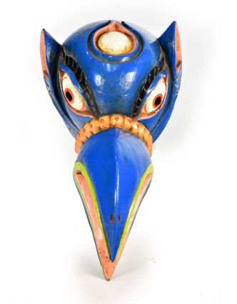 Drevená maska, vrana, ručne maľovaná, 16x30cm