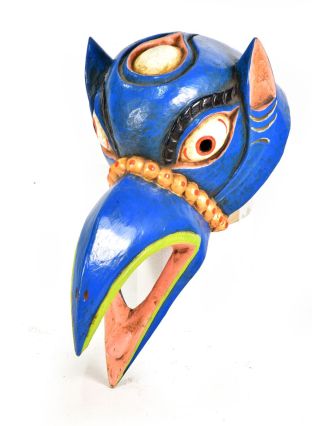 Drevená maska, vrana, ručne maľovaná, 16x30cm