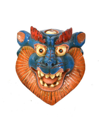 Drevená maska, snežný lev, ručne maľovaná, 20x23cm