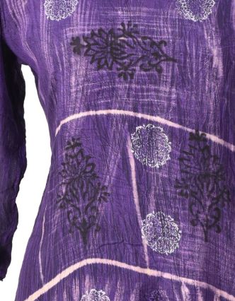 Letné blúza s rukávom, výšivka, batika, fialová