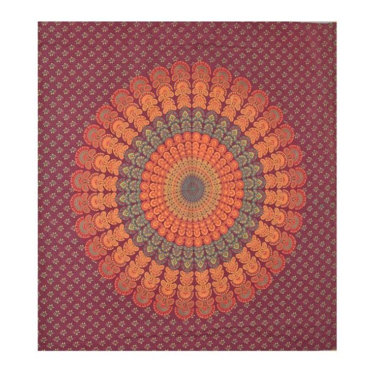 Prikrývka na posteľ, "Barmeri round", mandala, 202x230cm