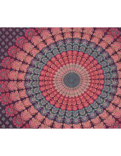 Prikrývka na posteľ, "Barmeri round", mandala, 202x230cm