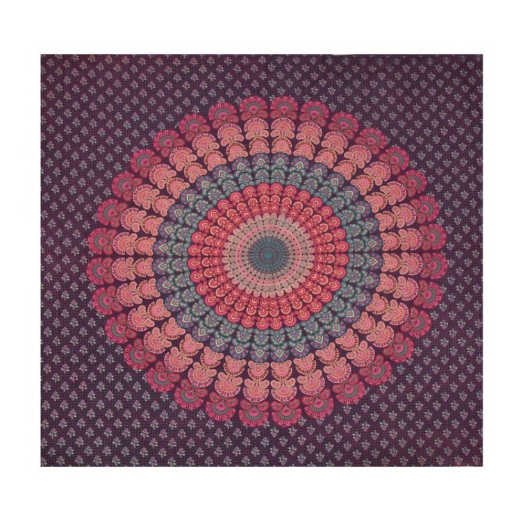 Prikrývka na posteľ, "Barmeri round", mandala, 202x230cm