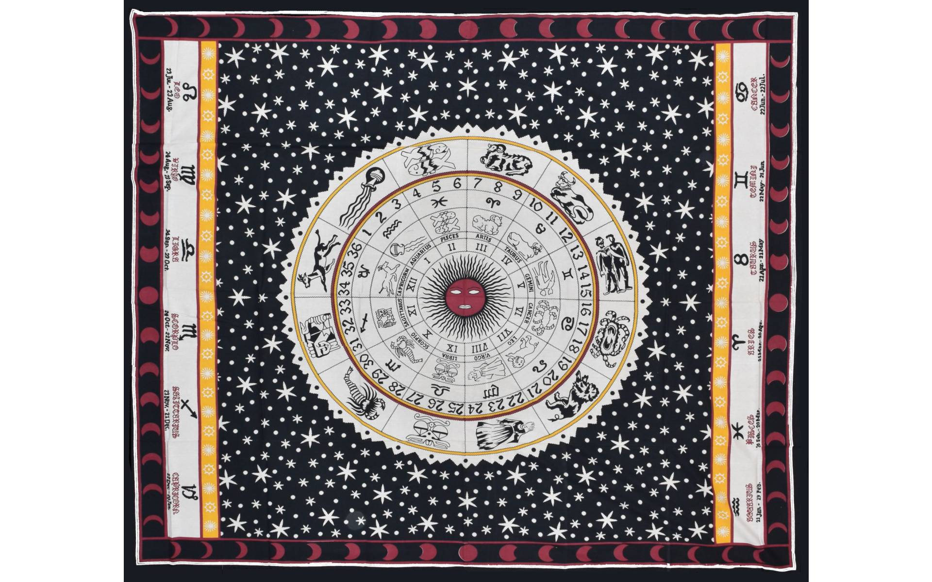 Prikrývka na posteľ, Zverokruh, čierno-červeno-biely, 200x220cm
