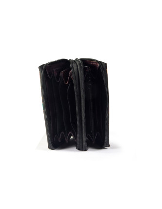 Peňaženka design "Flower" maľovaná koža, tmavo fialová, 15x10cm