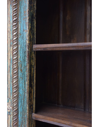 Knižnica z teakového dreva vyrobená zo starého portálu, 140x55x217cm