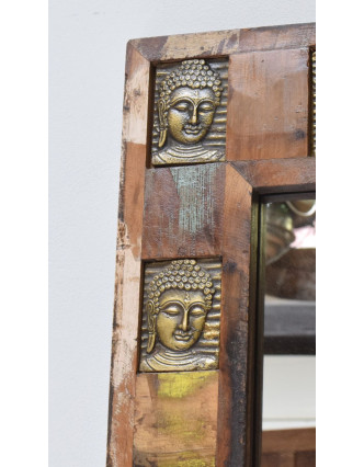 Zrkadlo v ráme zdobenom reliéfy Budhov, 90x150x5cm