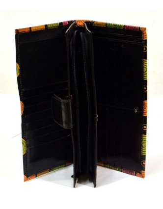 Peňaženka, maľovaná kože, čierna, 23x12cm