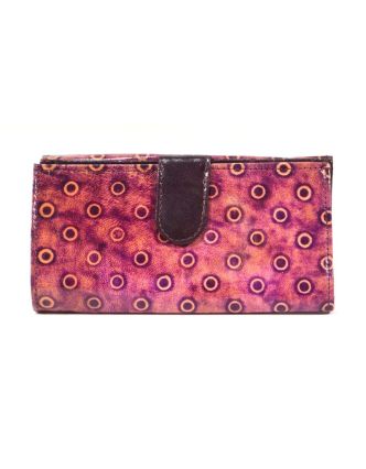 Peňaženka design "dots" maľovaná koža, fialová, 9x16cm