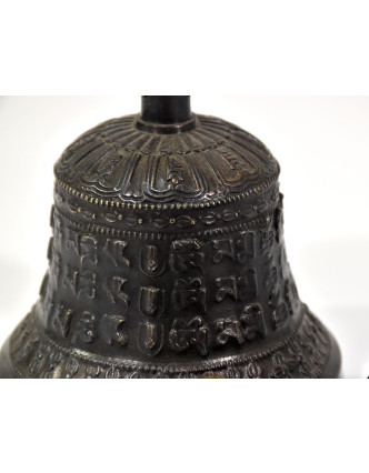 Tibetský zvon a Dorji, bronzová farba, ornament, 18cm