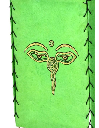 Tienidlo, štvorboké, zelené, zlatá tlač, Budha oči, 18x25cm