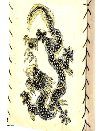 Štvorboký lampión - tienidlo so zlatou potlačou draka, biele, 18x25cm
