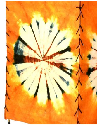 Tienidlo, oranžovej, štvorboké, batika kruh, farbený ryžový papier, 18x26cm