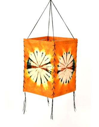 Tienidlo, oranžovej, štvorboké, batika kruh, farbený ryžový papier, 18x26cm