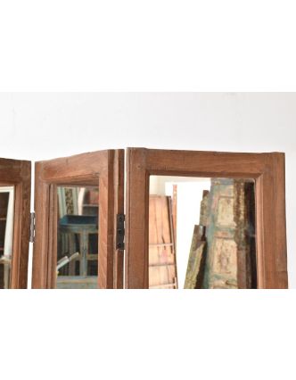 Paravan so zrkadlami z teakového dreva, 120x4x185cm