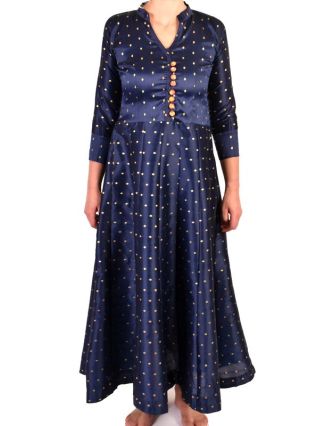 Luxusné indické šaty "Anarkali", tmavo modré, šál a leginy
