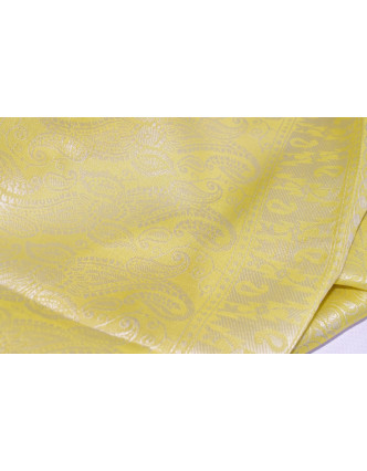 Šatka, brokát - viskóza, žltá, paisley design, 50x175cm