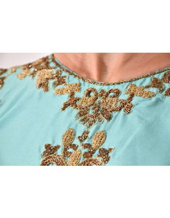 Luxusné indické šaty "Anarkali", mentolovo zelené, leginy