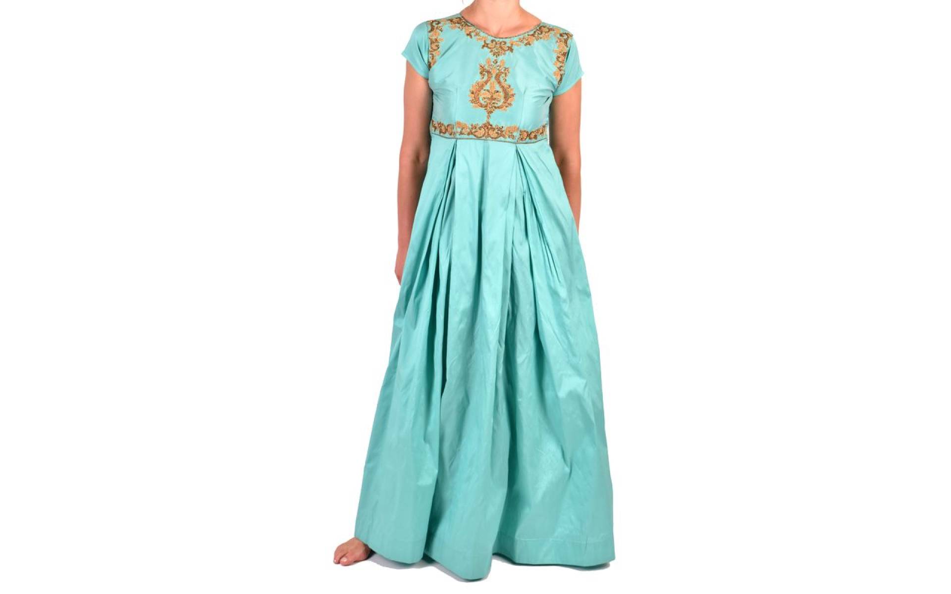 Luxusné indické šaty "Anarkali", mentolovo zelené, leginy