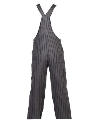 Nohavice s trakmi, čierne, šedivý prúžok, päť vreciek