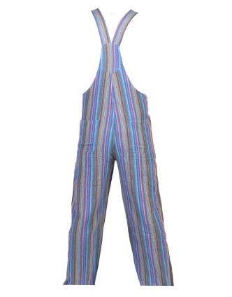 Nohavice s trakmi, modré, farebné prúžky, päť vreciek