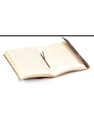Notes v koženej väzbe s Ganéša, ručný papier, 12x18cm