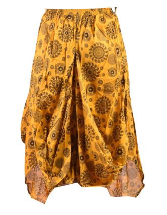 Balónová sukňa s potlačou mandál, žltá