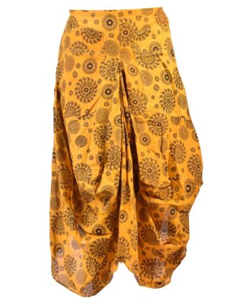 Balónová sukňa s potlačou mandál, žltá