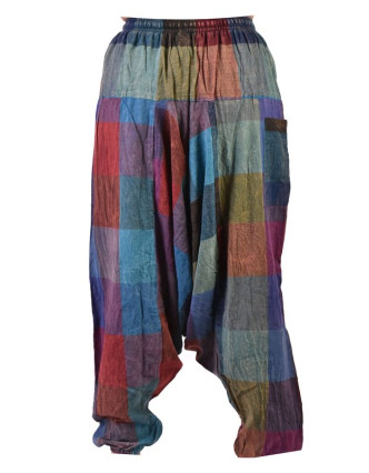 Turecké unisex nohavice, vrecká, patchwork dizajn