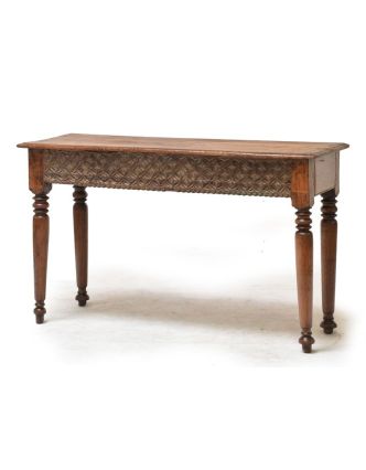 Konzolový stolík z teakového dreva, ručné rezby, 120x42x73cm
