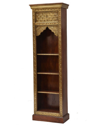 Knižnica z palisandrového dreva, zdobená mosadzou, 55x30x180cm