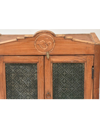 Presklená skrinka, oltár, zo starého teakového dreva, 50x45x85cm
