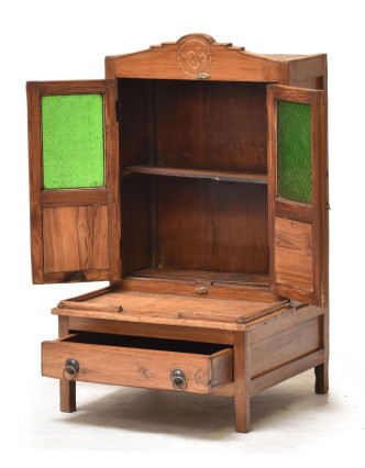 Presklená skrinka, oltár, zo starého teakového dreva, 50x45x85cm