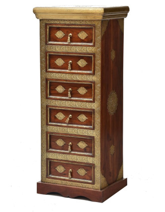 Šuplíková komoda z palisndrového dreva zdobená mosadzou, 45x35x110cm