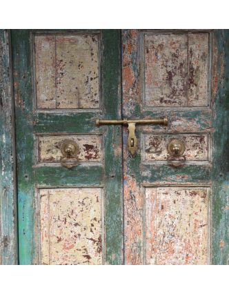 Antik dvere s rámom z Gujarati, teakové drevo, maľované, 164x38x222cm