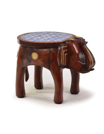 Stolička v tvare slona zdobená keramickými dlaždicami, 50x35x38cm